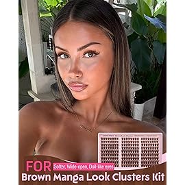 Goddvenus Brown Wispy Lash Clusters Manga Eyelashes Clusters Natural Cluster Eyelash Extensions Fairy DIY Lash Extension Anime C Curl Waterproof Individual Eye Lashes