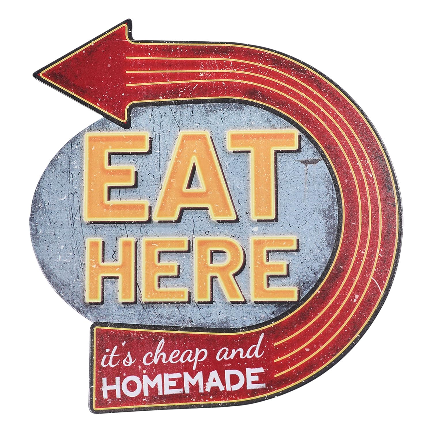 Photo 1 of GLOBLELAND Eat Here Vintage Metal Tin Sign Retro Arrow Plaque Poster Metal Wall Decorative Tin Signs for Home Kitchen Restaurant Coffee Shop Club Bar Decoration