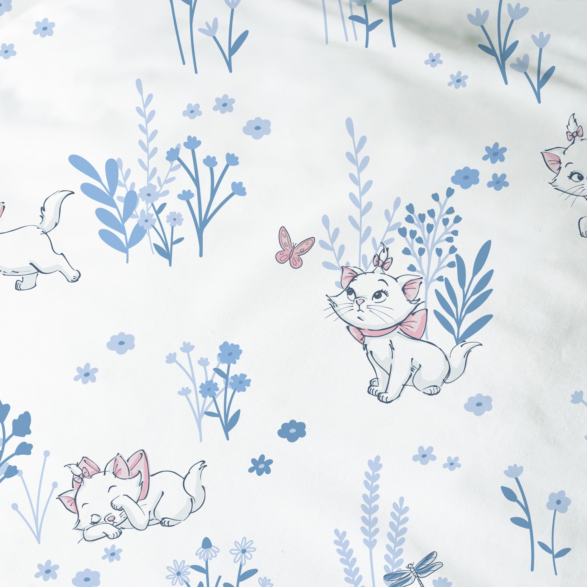 Disney Home Les ARISTOCHATS Spring - Juego de cama infantil (1 persona), 100% algodón, OEKO-TEX | Funda nórdica de 140 x 200 cm + funda de almohada de 63 x 63 cm, estampado reversible para niña, color