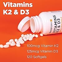 Vista 6 de TransformHQ Vitamina K2 (MK7) (100 mcg) + vitamina D3 (5000 UI) 120 cápsulas blandas, sin gluten y sin OMG