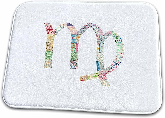 3dRose Bathroom Bath Rug Mat - Virgo Symbol Colorful Girly Design - Pastel Horoscope Zodiac Sign Astrology