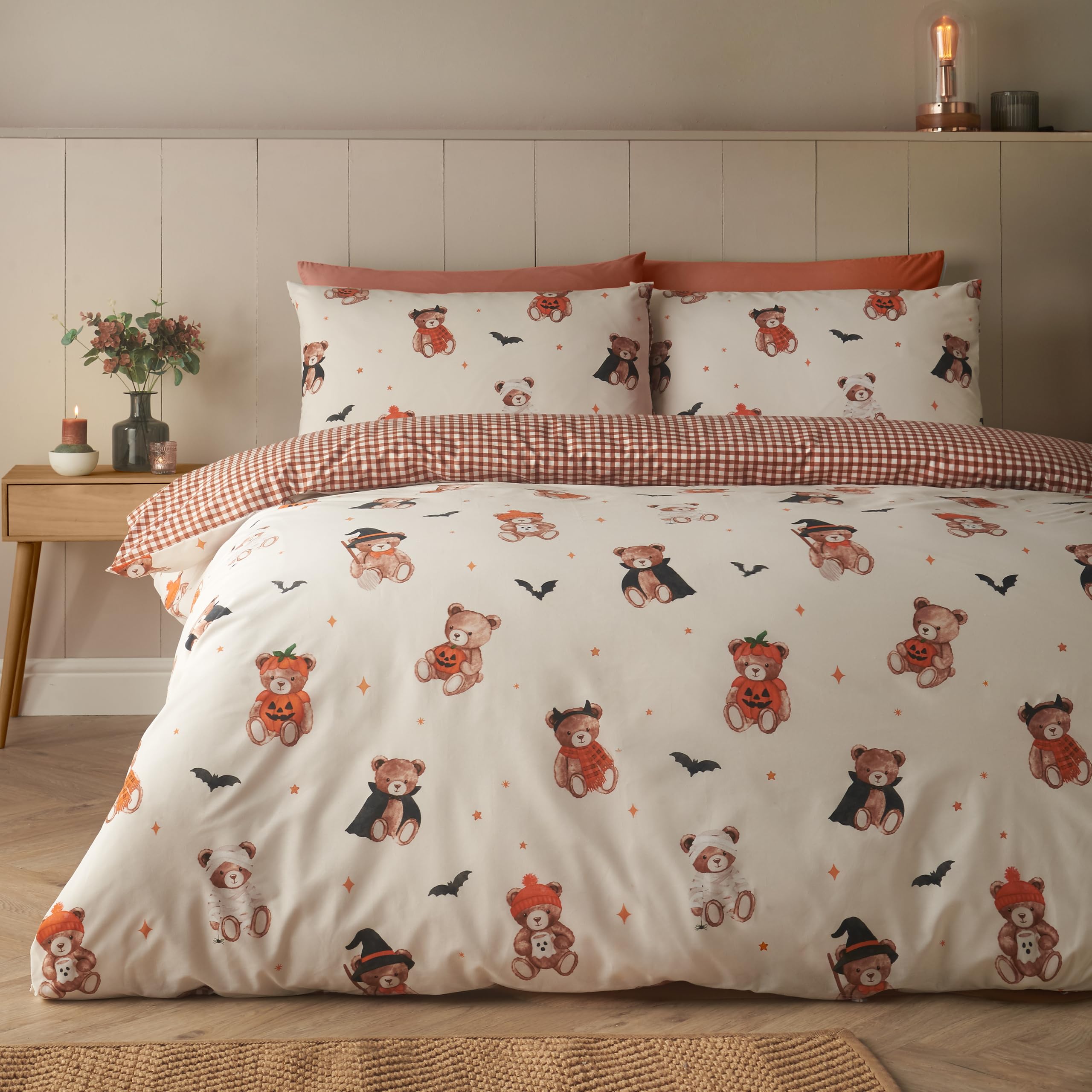 Parure de lit réversible King Size Catherine Lansfield crème pour une chambre cocooning chaleureuse