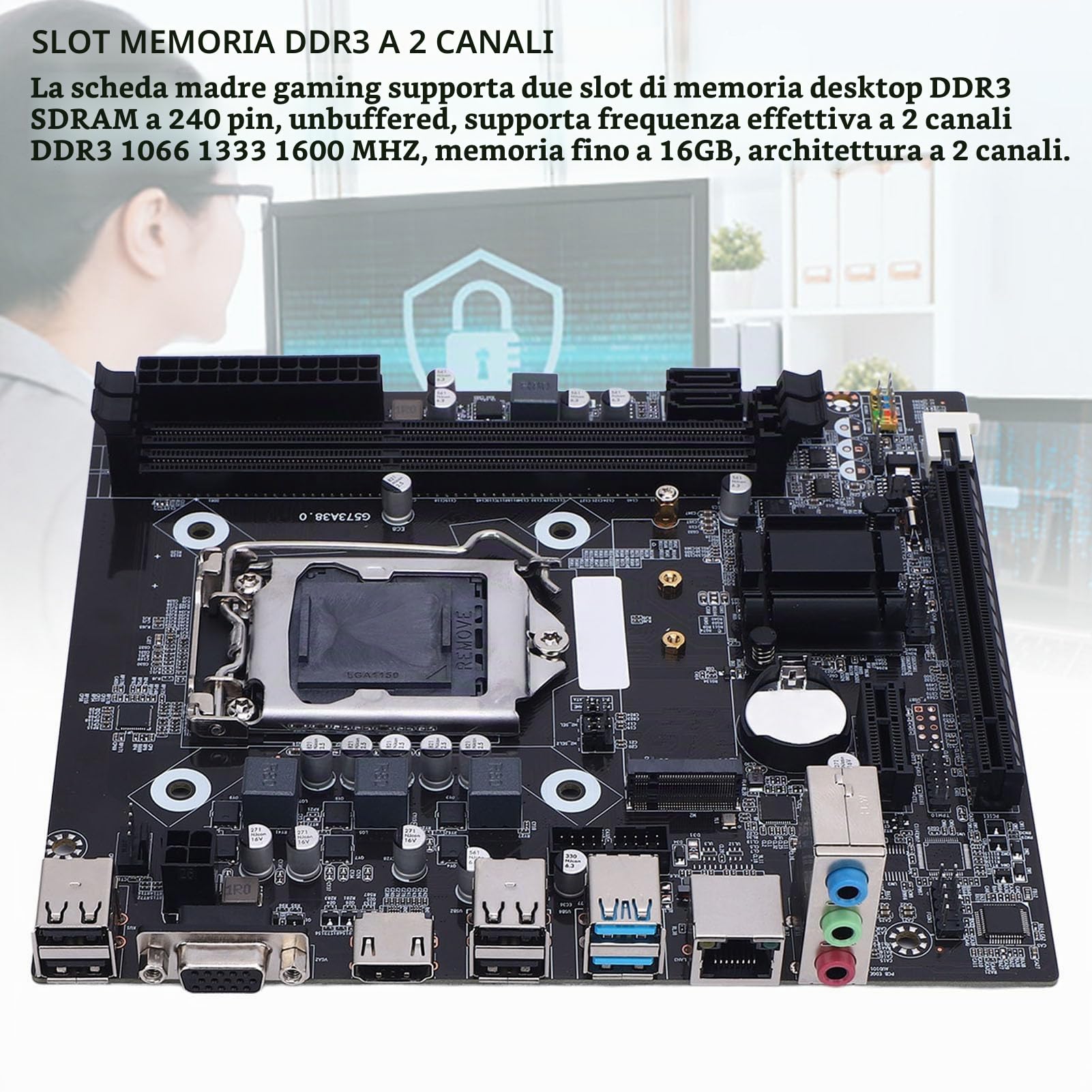 Tonysa Scheda Madre H81 LGA 1150 con Slot M.2, Micro ATX per 4th Gen I3 I5 I7 e E3 V3 CPU, Support DDR3 1600MHz, USB 3.0 SATA 3