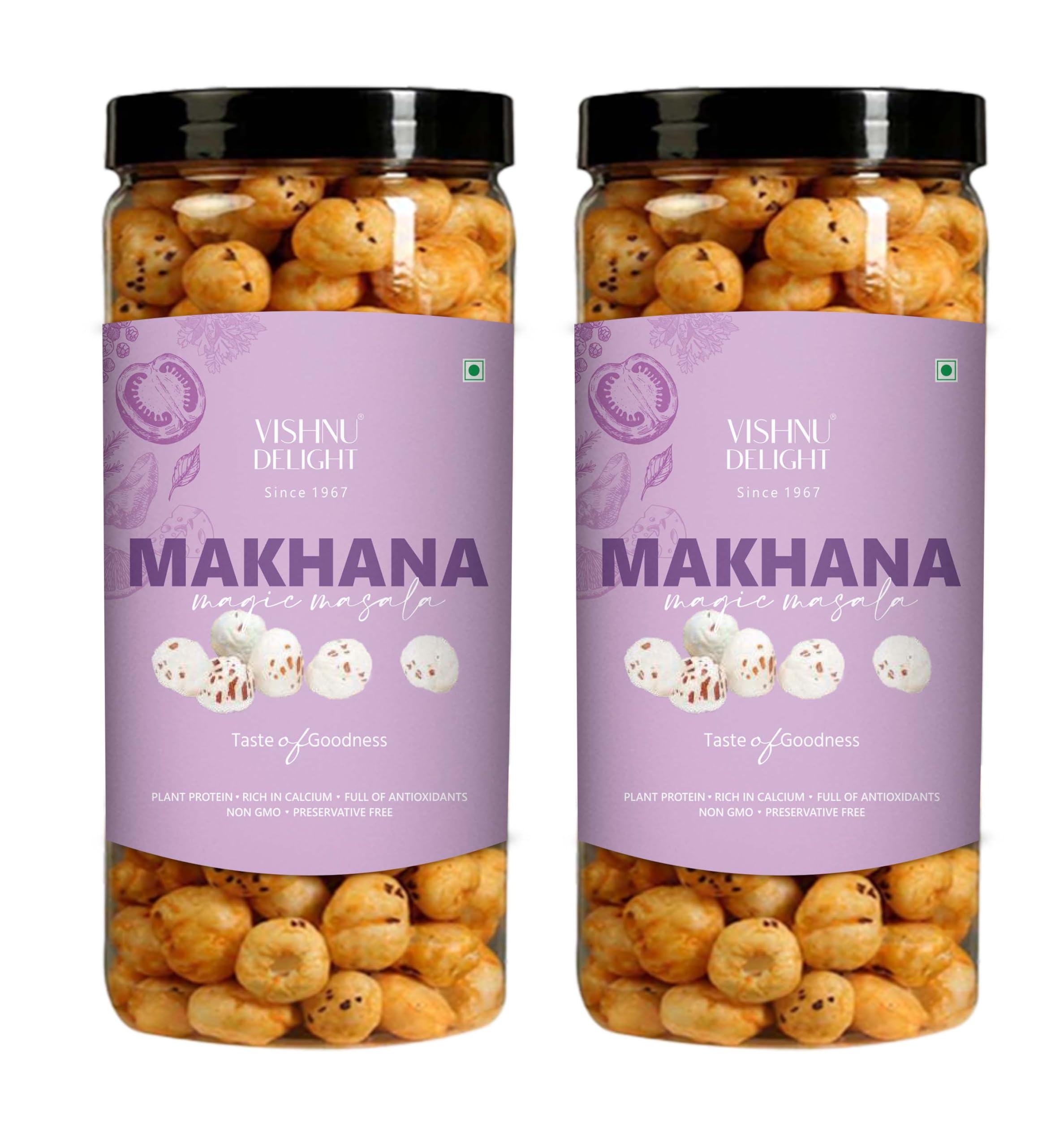 Vishnu Delight Roasted & Flavored Makhana Jar Combo | Healthy Party Snacks, Namkeen Flavour for Lotus Seeds Phool Makhana and Puffed Kernels | Tasty & Nutritious | MagicMasala | 90g Each Pack of 2 (B0CZXGV4J4) Amazon Price History, Amazon Price Tracker