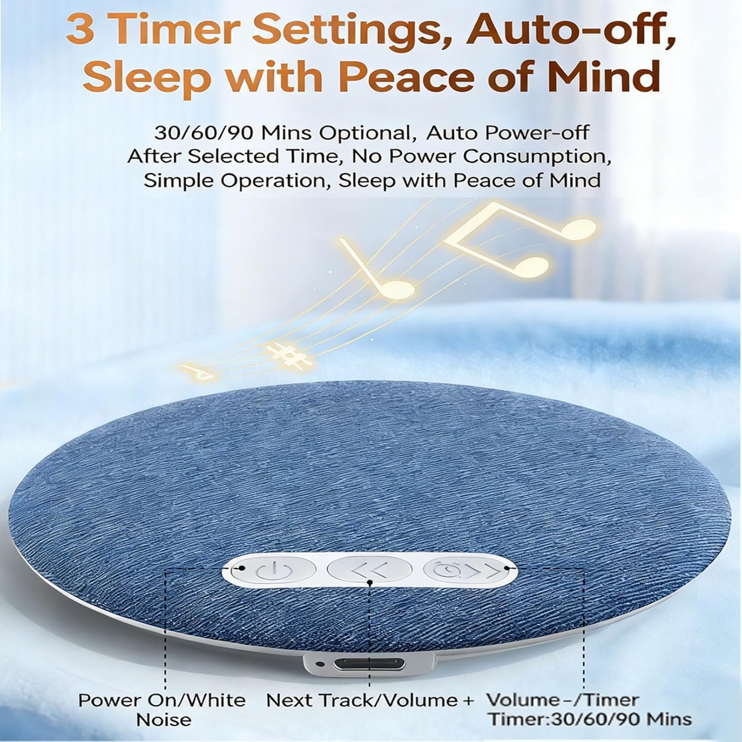 2.0 Bluetooth Pillow Speakers for Sleeping, 2.0 Portable Under Pillow Speaker with White Noise Timer Wireless Sleep Aid with Stereo Bass Private Sleep Headphones — view 8