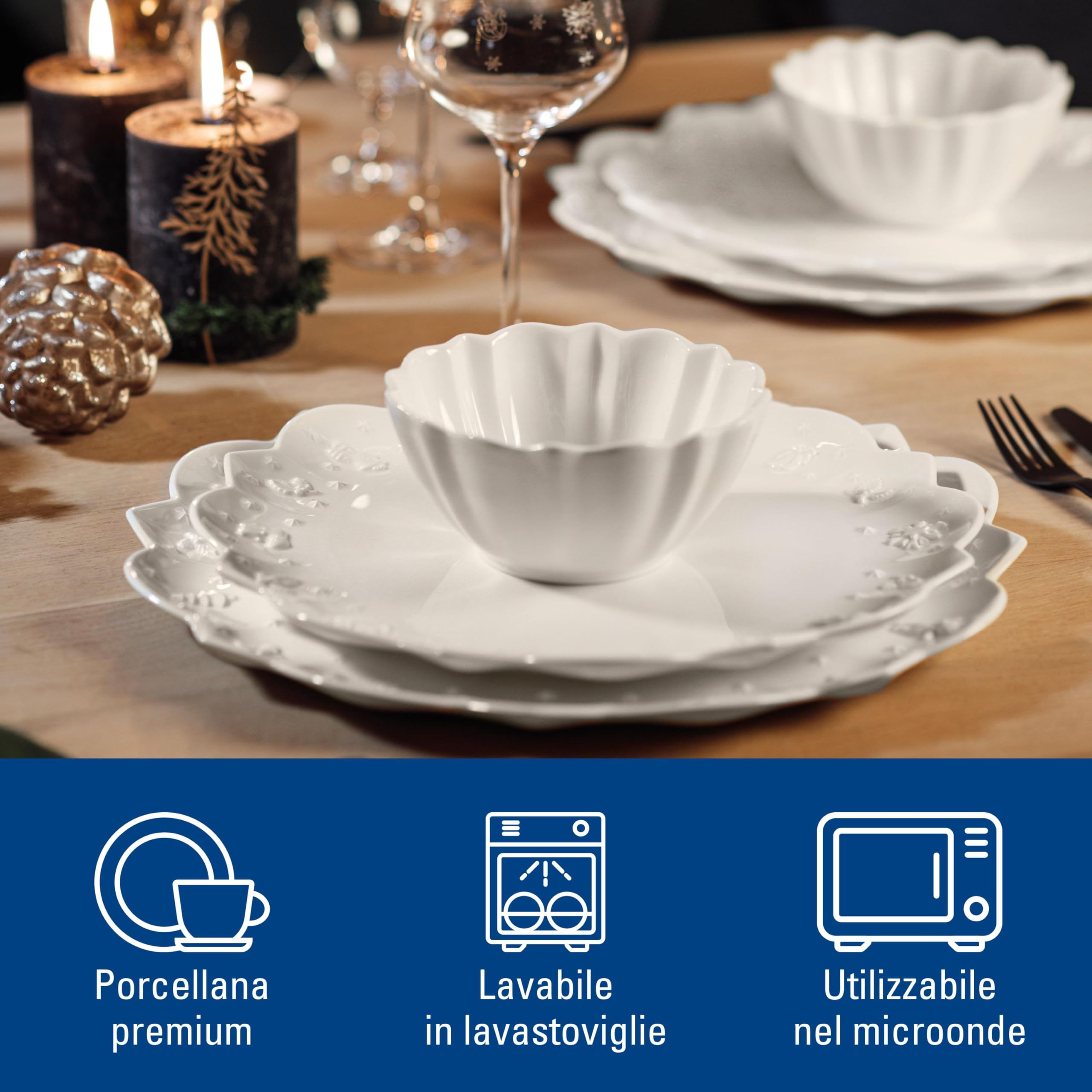 Villeroy & Boch, Toy's Delight Royal Classic Piatto Da Dessert/ Colazione Bianco, Lavabile In Lavastoviglie, Adatto Per Microonde, Piatto Natale, Piatto Ceramica Natale, Porcellana Premium