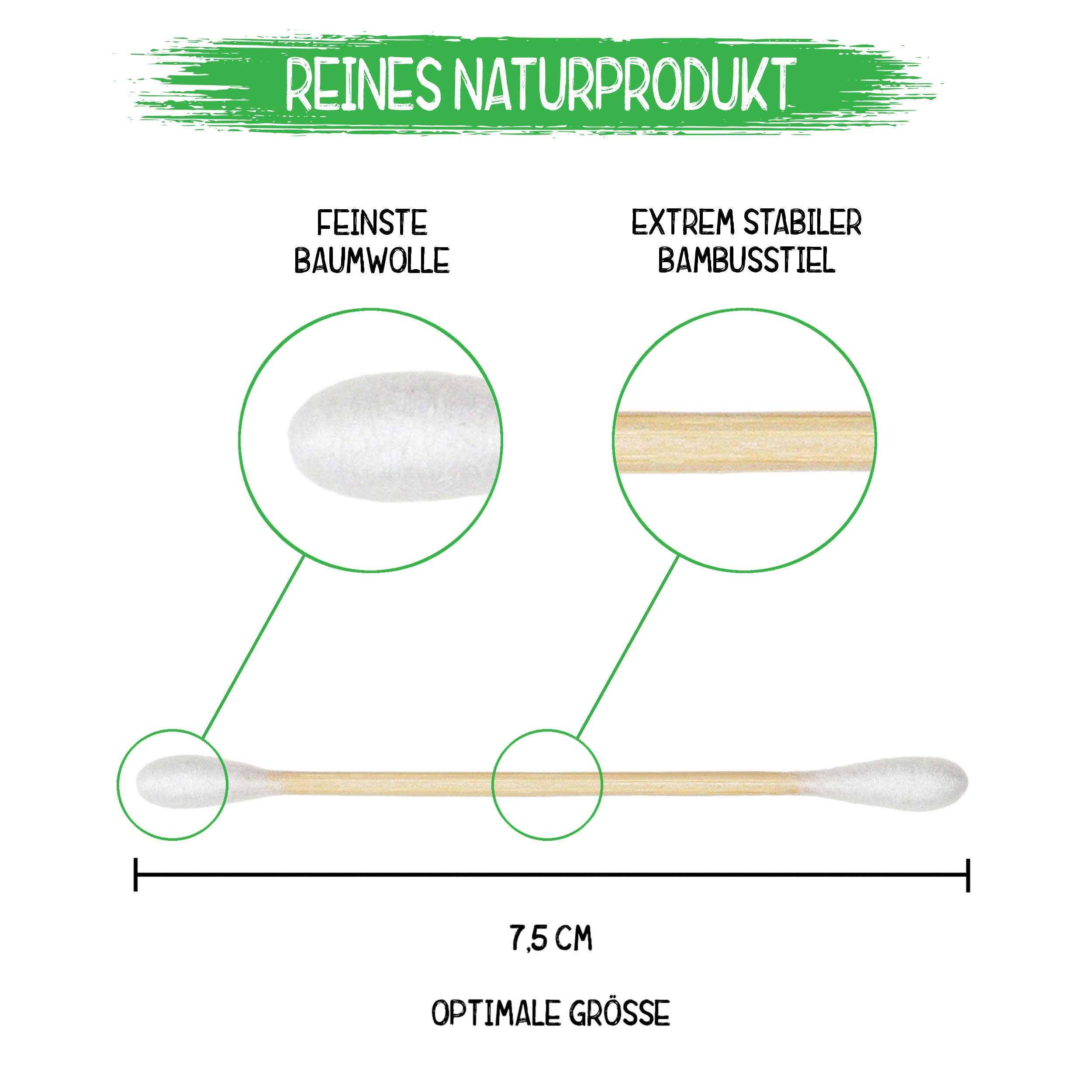Lot de 6 paquets de 200 cotons-tiges en bambou - 100 % sans plastique, biodégradable, végétalien et durable - Produit naturel pur.