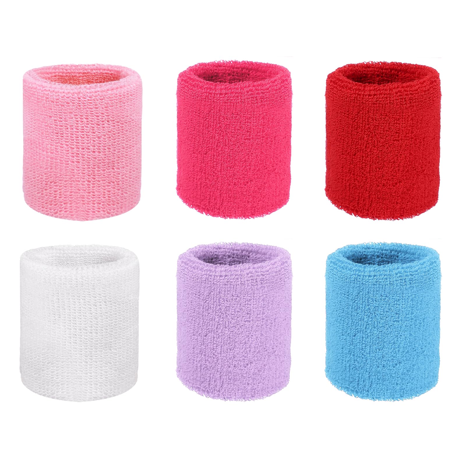 YELARXI Wristbands Sweatbands, Wrist Bands for Sweat Sports Wristbands 3x2.5 In & 6 Pack & Bright Colors-Fitting for (Tennis/Basketball/Football/Running/Working Out/Youth)