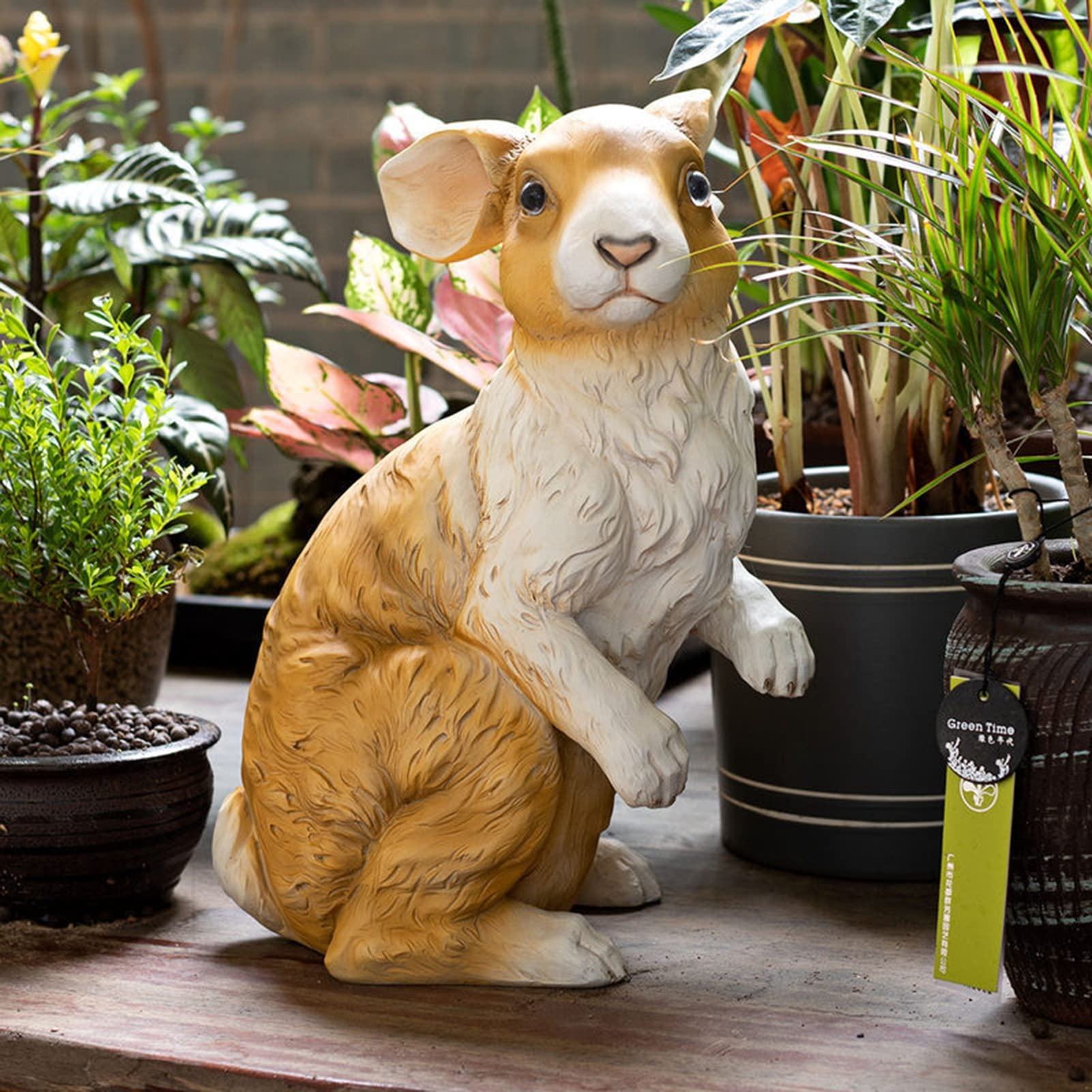 MFFIRE Garten Figur Simulierter Kaninchen Kunstharz Handwerk Sammler Tierfiguren Deko für Draußen Garten Miniaturen Skulpturen & Statuen Schmuckstück,Orange