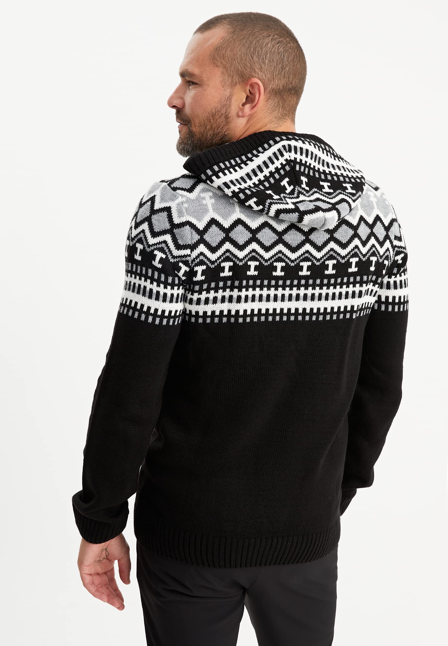 Leif Nelson - Maglione norvegese da uomo. con cappuccio