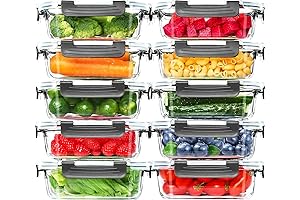 Skroam 10 Pack Glass Meal Prep Containers with Lids, Pantry Kitchen Storage Containers for Lunch