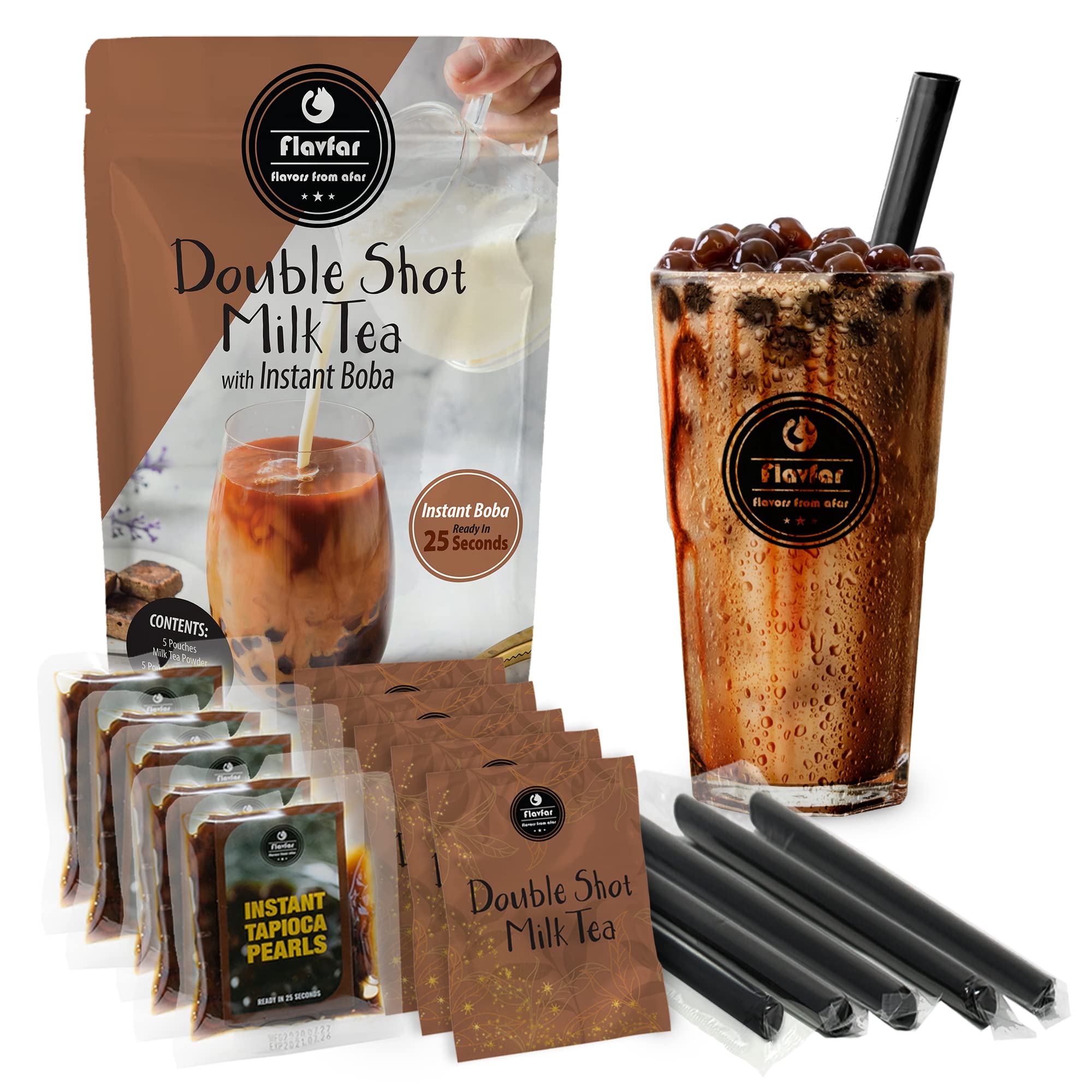 Buy Flavfar Double Shot Milk Tea with Instant Tapioca Pearls