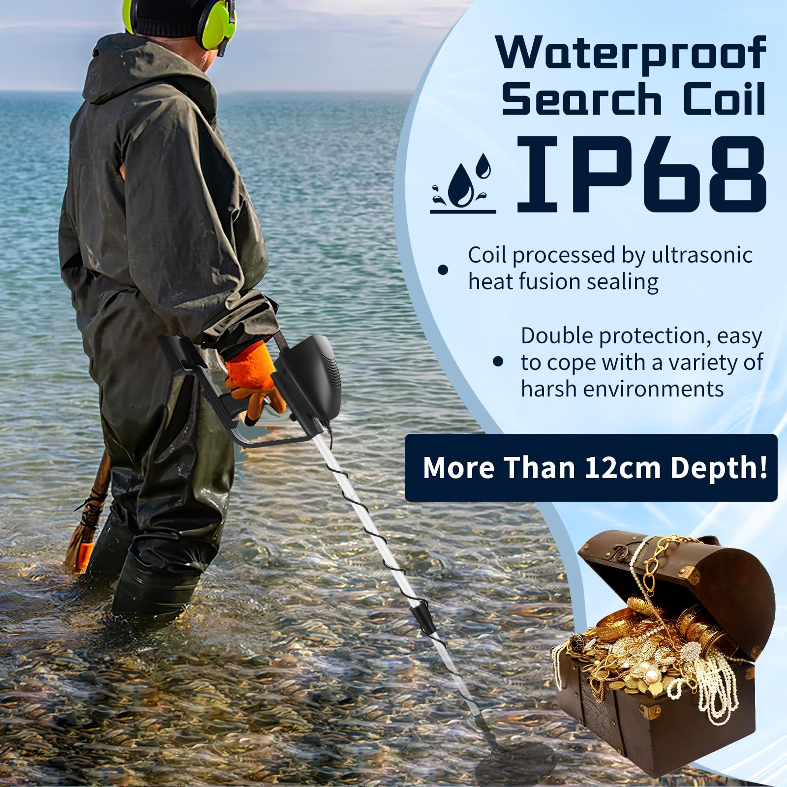 Detector de Metales Profesional, Alta Precisión, Anti-Interferencia, Ajuste De Altura De 78 Cm A 107 Cm, Impermeable Ip68, Detector De Oro Para Adultos Y Niños