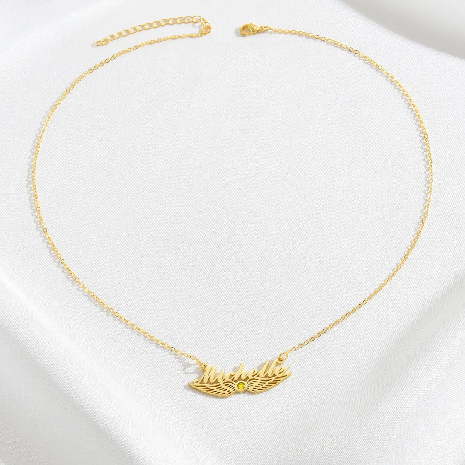 Nome dell'angelo personalizzato Collana argento sterling 925 pietra di nascita targhetta nome Collana Cuore del cuore Compleanno Festa della mamma fatta a mano personalizzato