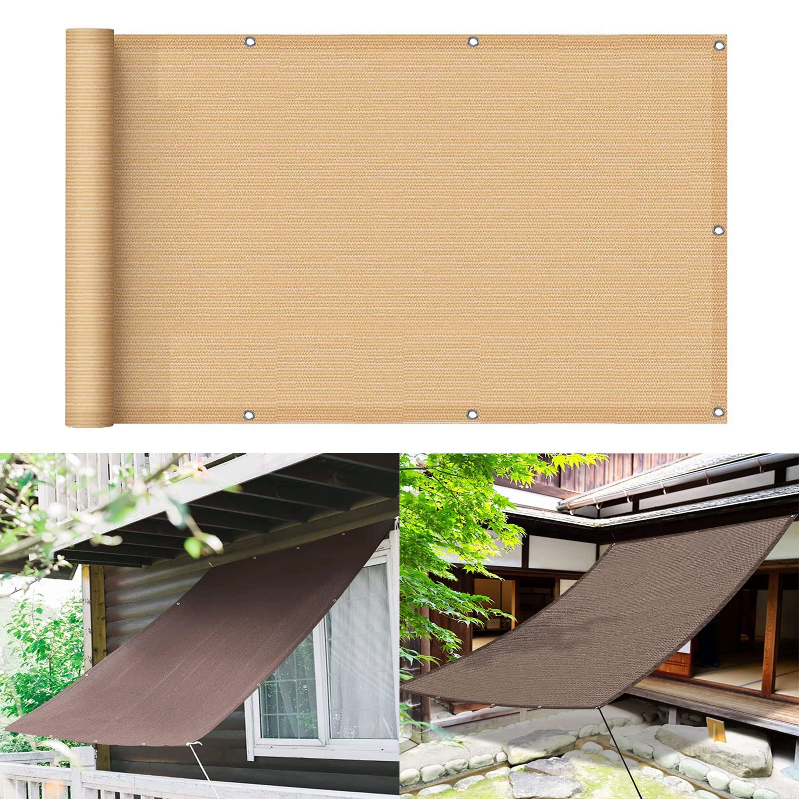 Sun Shade Sail 3.5 x 4.5 m Sun protection wind protection Rectangular Garden Shelter with Mounting Ropes for Patio Party Backyard Lawn Garden, Beige — image 1