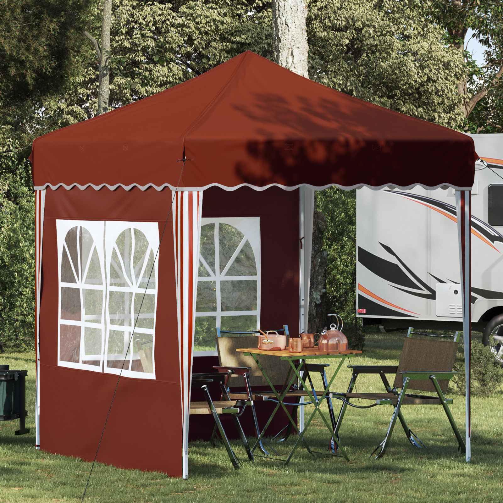 Namiot imprezowy typu pop-up, z tkaniny Oxford, 195 x 195 x 245 cm, odporny na warunki atmosferyczne, z regulowaną wysokością stalową ramą, idealny do ogrodu, na taras, kemping, festiwal