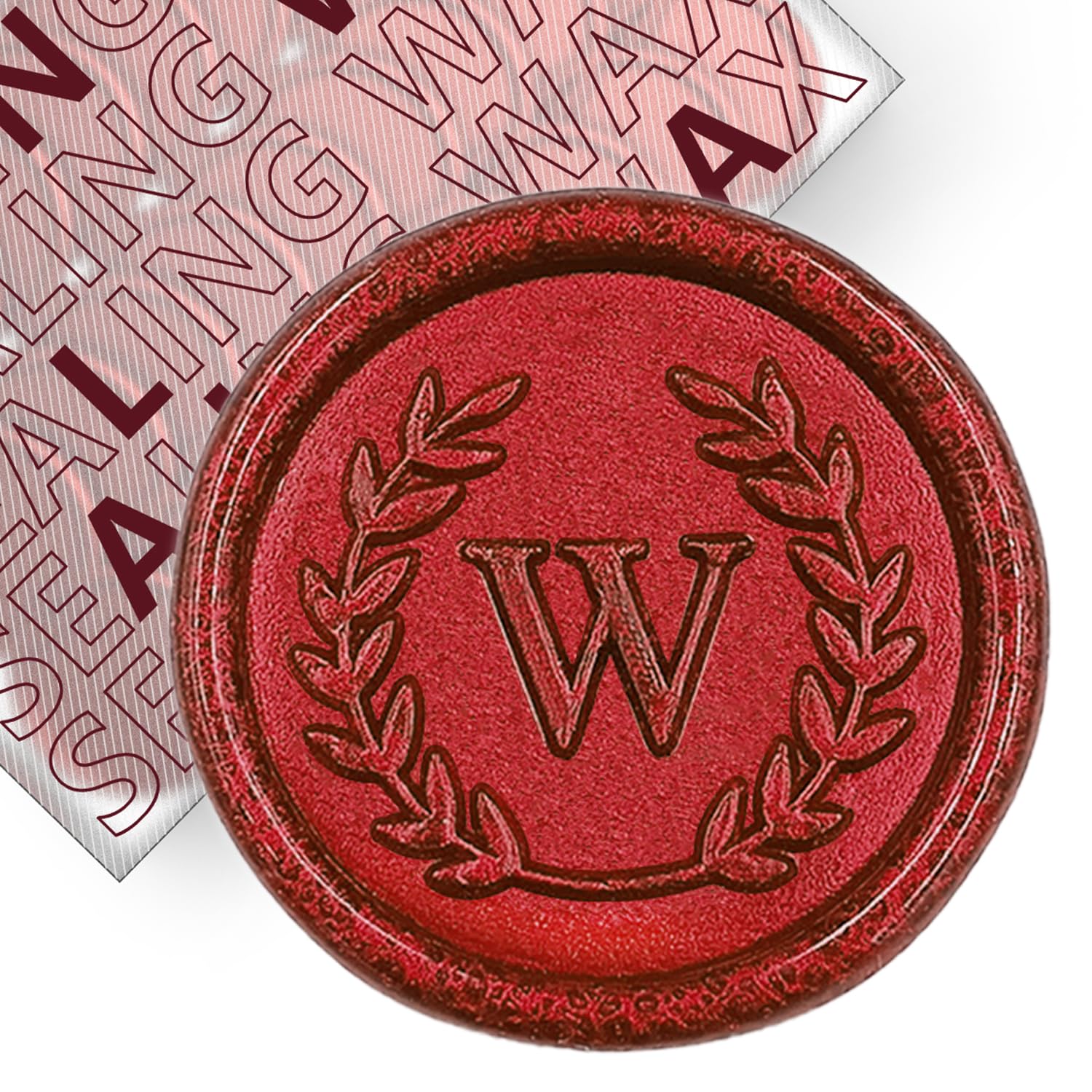 50Pcs Red Letter W Adhesive Wax Seal Stickers, Hand-Made, No Need Seal Stamp, Tear and Use Wax Stickers for Wedding Invitations, Envelopes, Christmas Gift