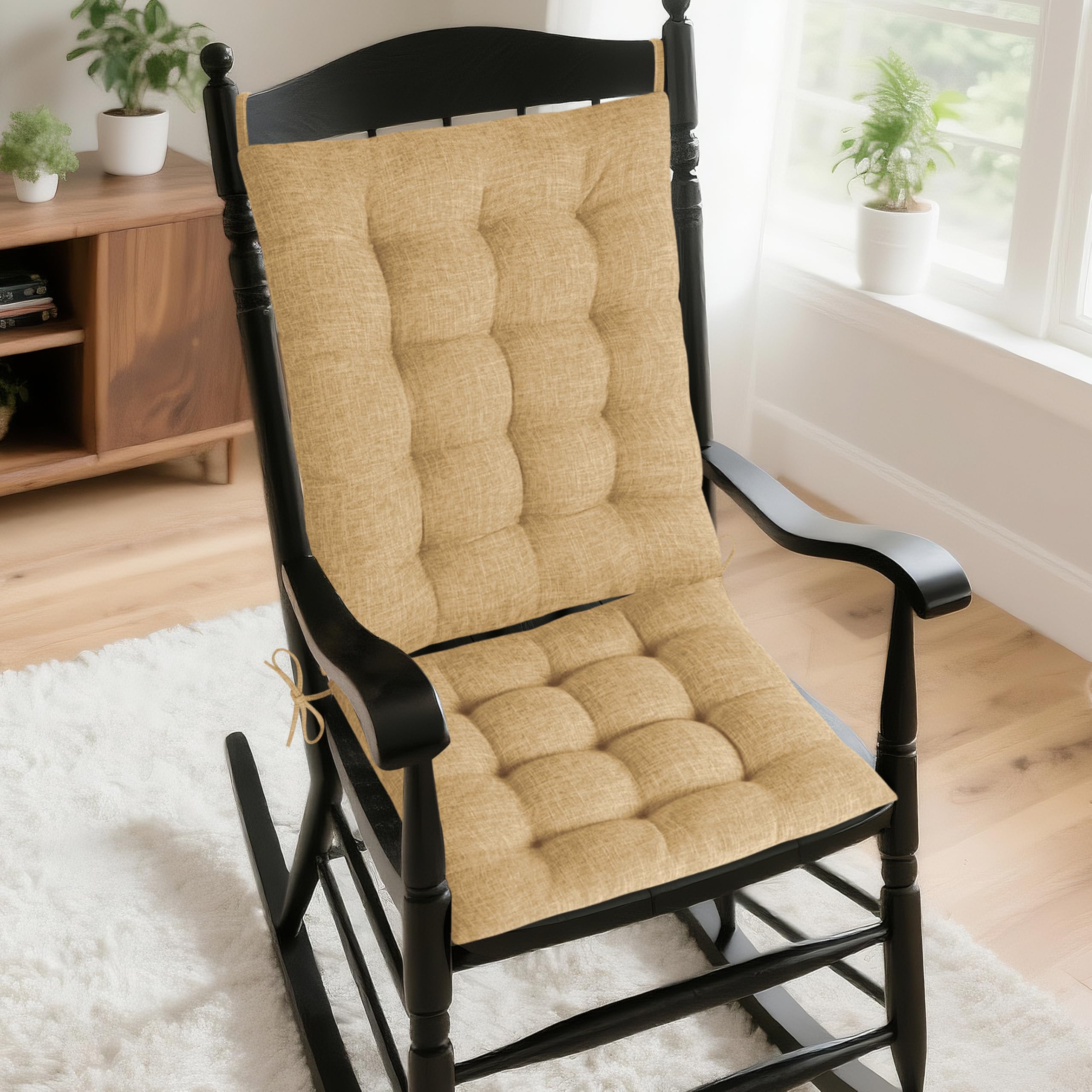 AddGrace Rocking Chair Cushions Indoor with Ties 53×43/43×43cm Khaki