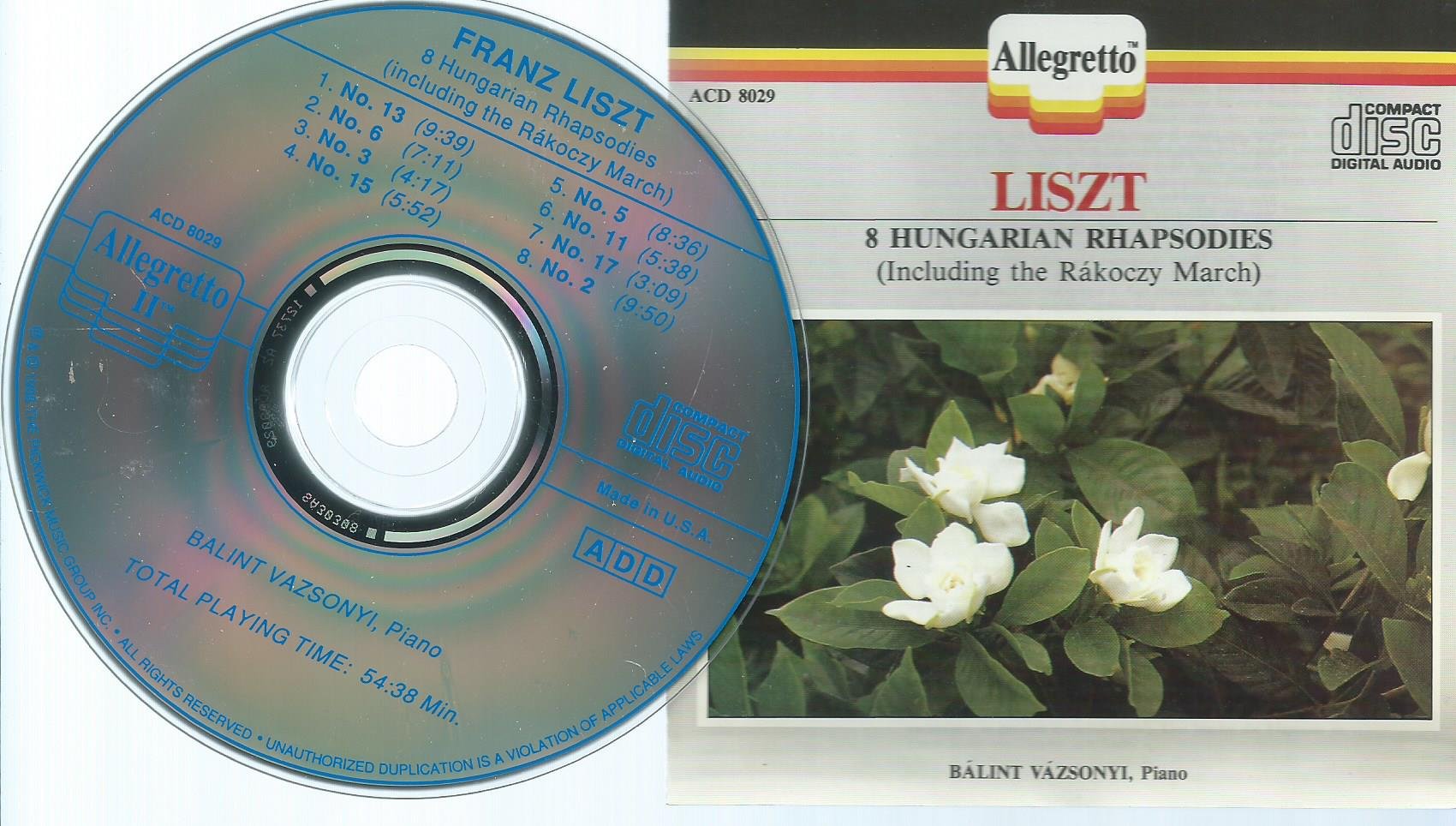 8 Hungarian Rhapsodies [Audio CD] Liszt