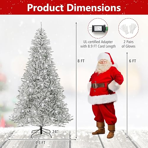 Vista 90 de Goplus 7.5ft Pre-lit Artificial Christmas Tree, Hinged Premium Spruce Xmas Full Tree with 1346 PVC Tips, 400 LED Lights, Folding Metal Stand, for