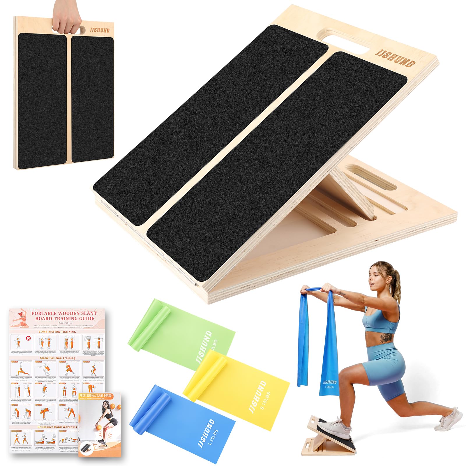 Portable Slant Board for Calf Stretching, Adjustable Wooden Calf Stretcher Incline Board, Calf Stretch Board for Squats Leg Knees Heel Ankle Stretching