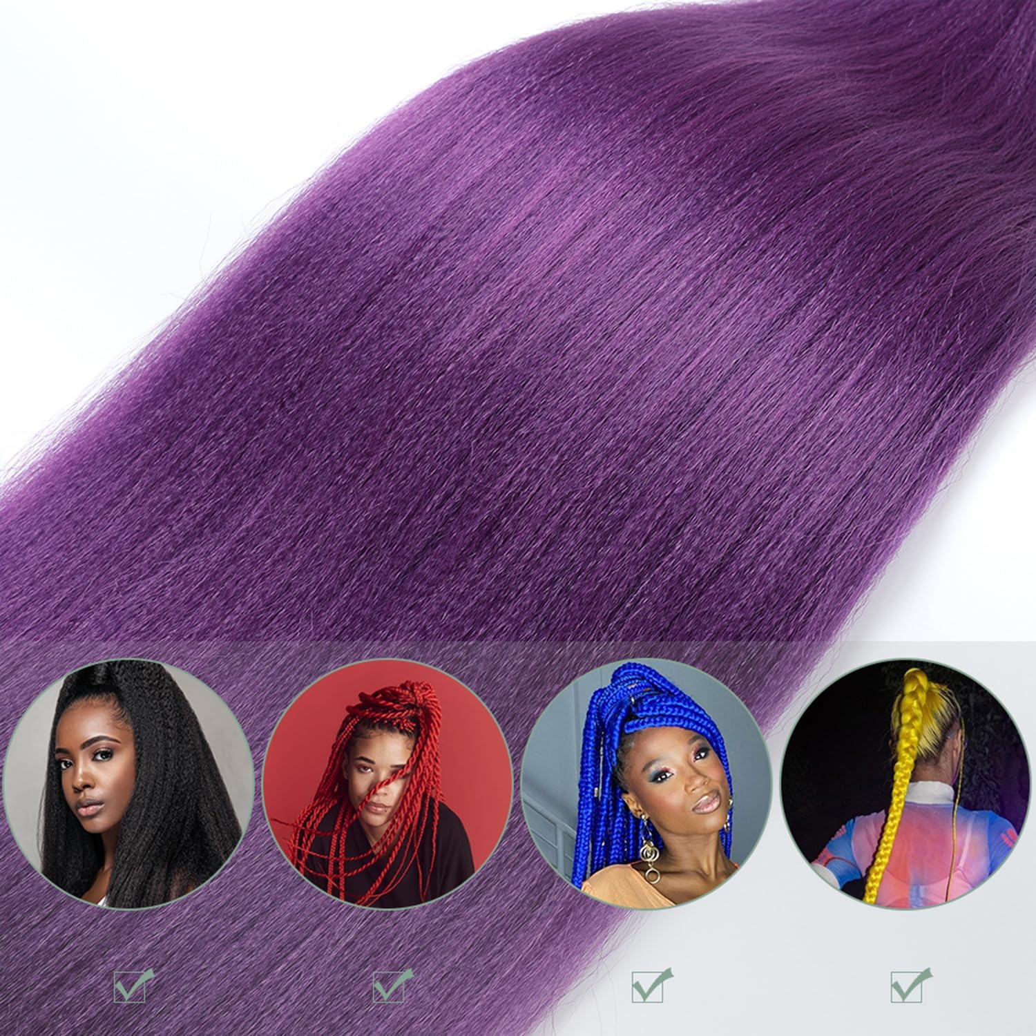 YDDM Capelli Per Treccine Africane Morado Extension Treccine Texture Yaki Easy Install per Principianti 26 Pollici 3 Pezzi Capelli Leggeri e Naturali per Box Braids, Twist e Crochet — view 4
