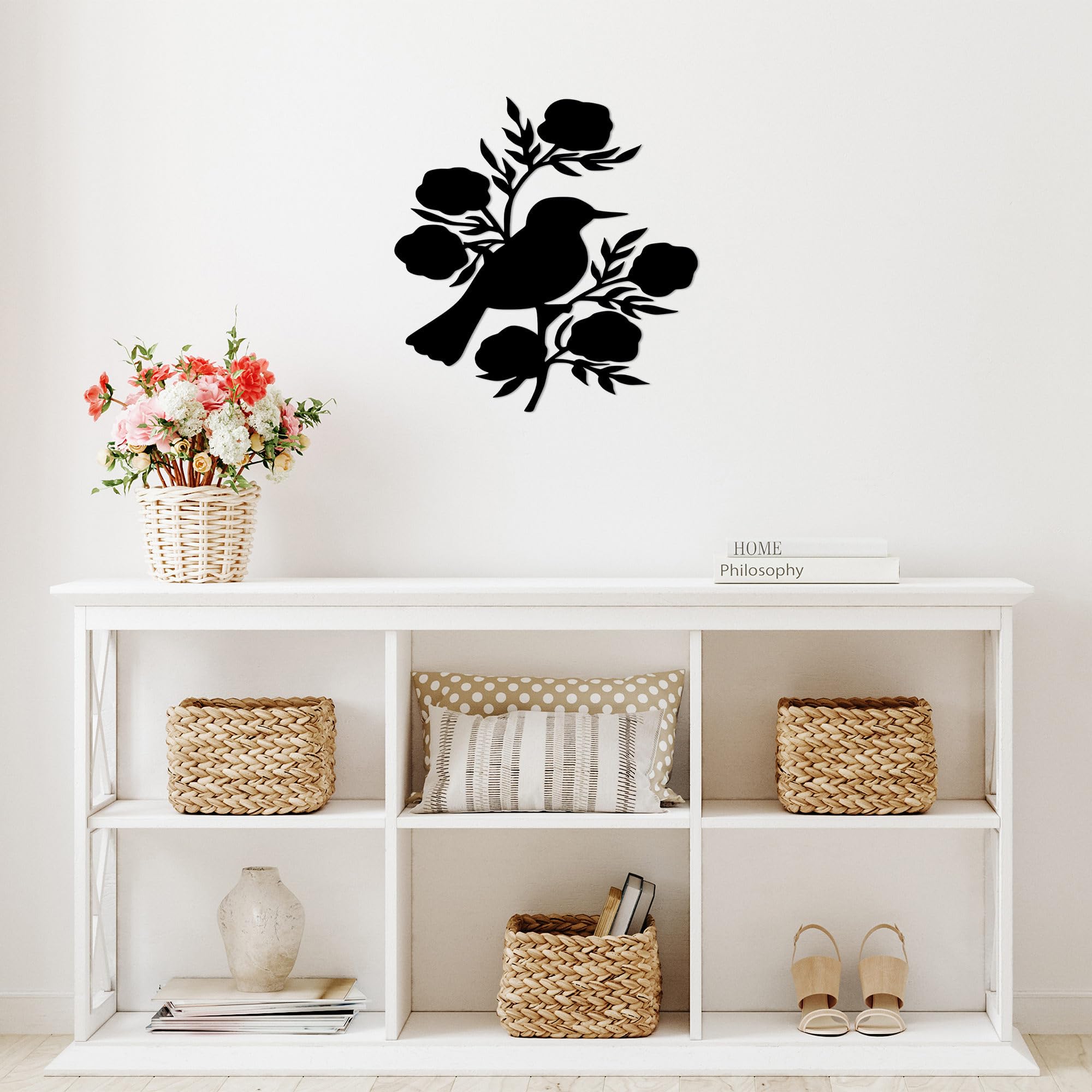 Stylish Black Decorative Metal Wall Accessory, 67 x 70 cm, 100% Metal (1.5 mm Thick), Easy Wall Mounting, Perfect for Modern Home Decor