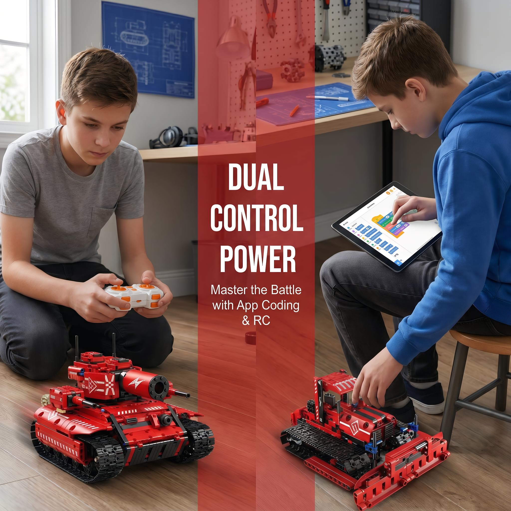 zestaw robota, 5-in-1 Model Projekt Projekt Prezent | robot programowalny: pilot, kodowanie w aplikacji, śledzenie trasy i mobilność gąsienicowa; naukę, prezenty, projekty.