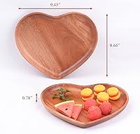 Vista 3 de VieWood Juego de 2 platos de madera con forma de corazón, platos clásicos irrompibles, fáciles de limpiar y ligeros para platos, aperitivos, postres