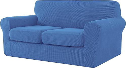 Vista 28 de CHUN YI - Funda elástica para sofá biplaza, 3 piezas, suave, lavable, con 2 fundas de cojín separadas para perros, tela jacquard de elastano a