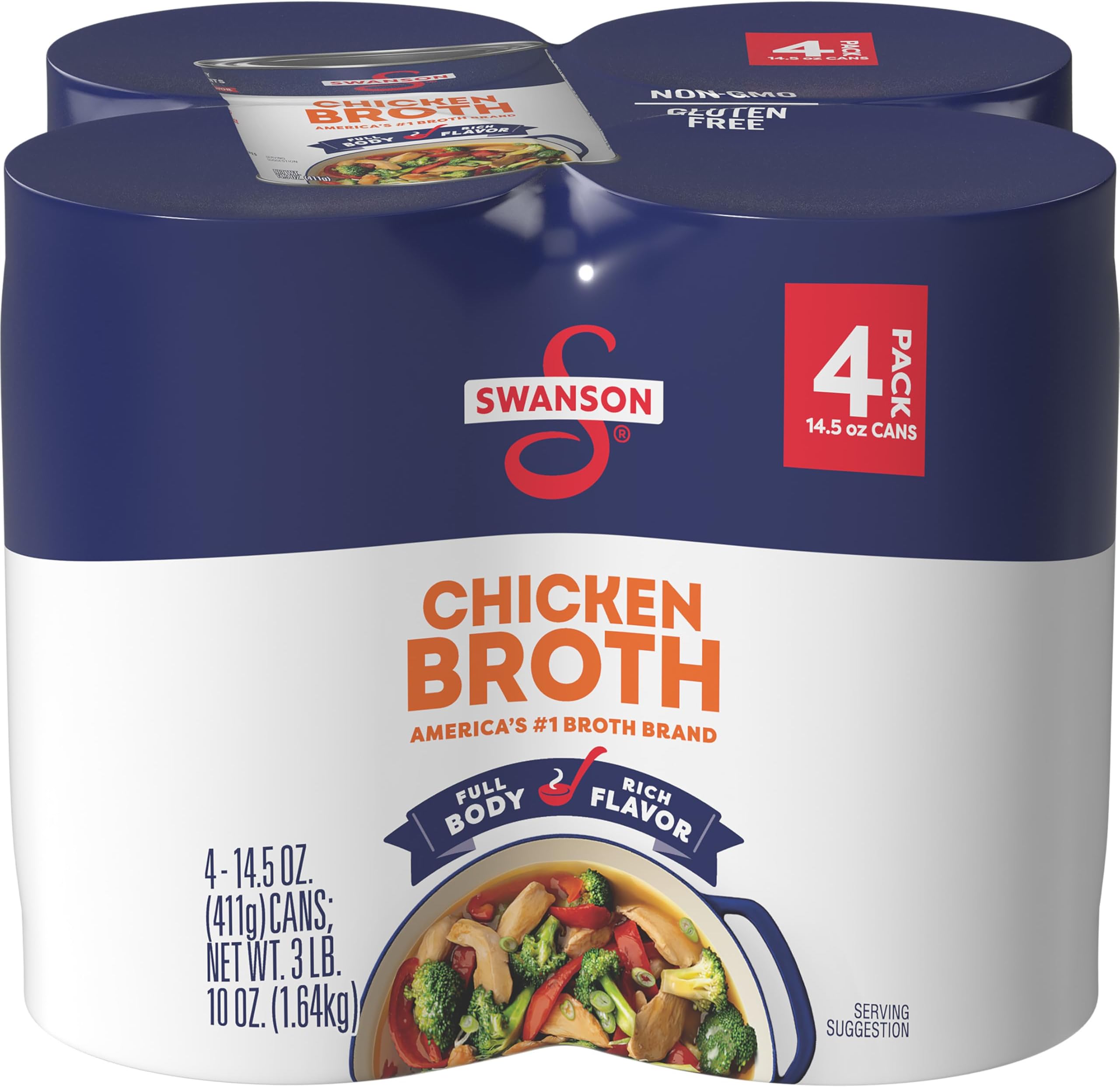 Swanson 100% Natural Chicken Broth, 14.5 oz Can (Pack of 4)