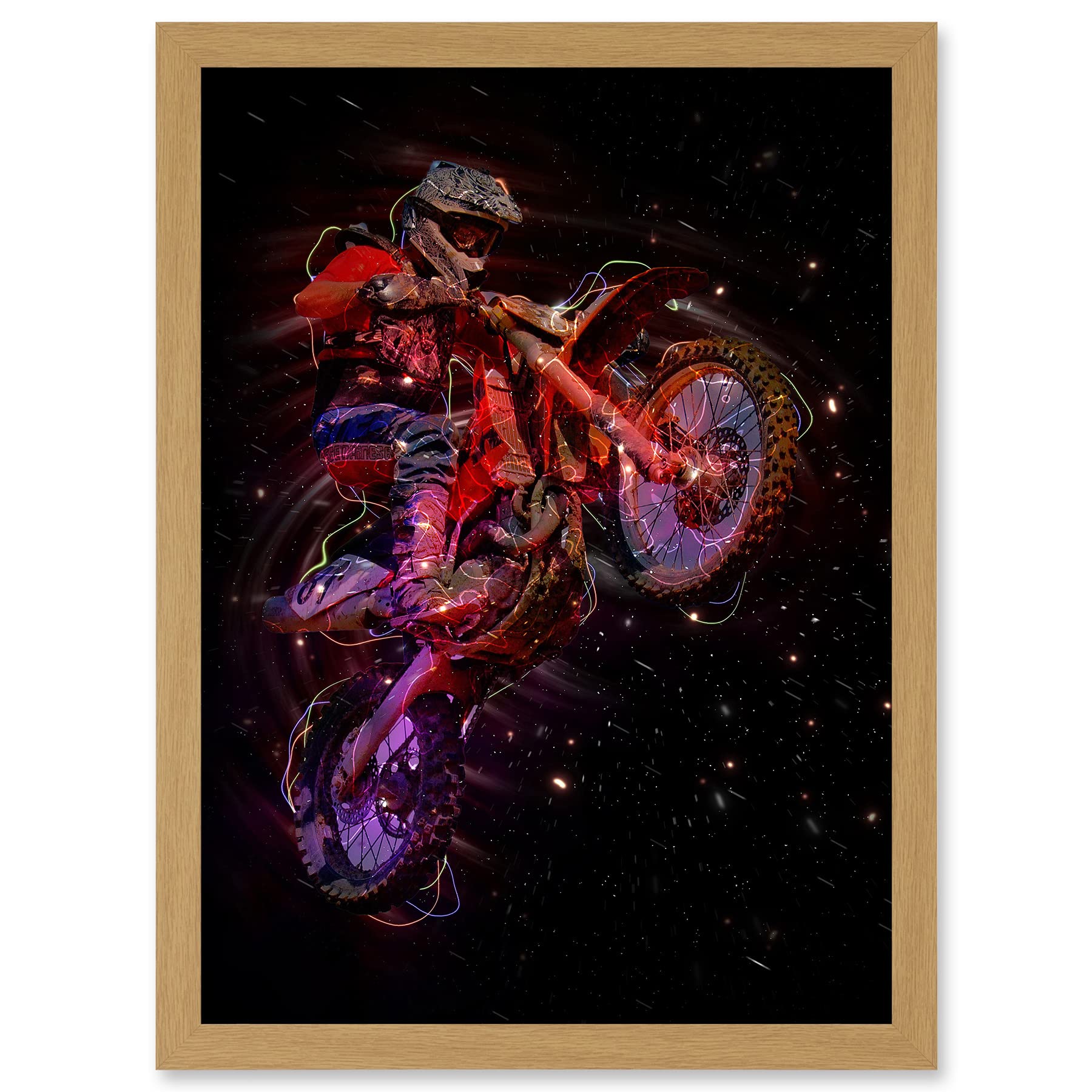 Electric Light Motocross Dirt Bike Framed A4 Wall Art Print