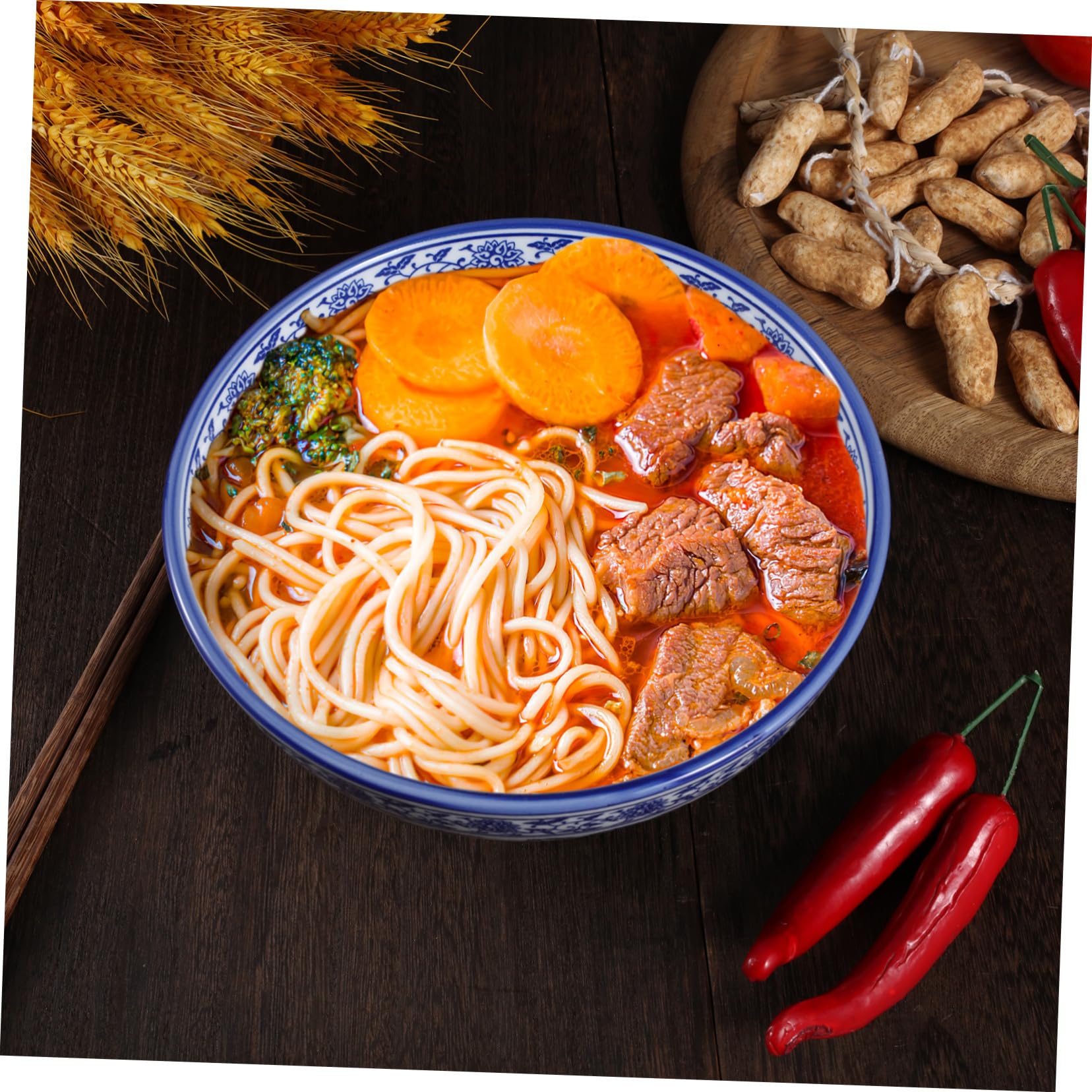BESPORTBLE Tazón de Sopa de Cerámica Azul Estilo Chino 1 Pieza
