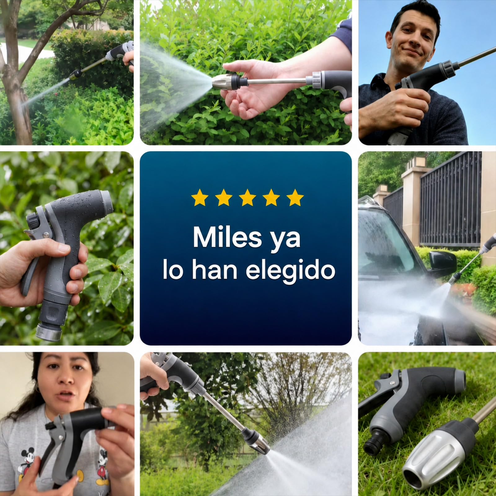 Jetterix Boquilla de Alta Presión para Manguera de Jardín, Pistola de Agua a Presión sin Electricidad, Pulverizador Ajustable para Coche, Terraza, Patio, Suelo, Valla y Limpieza Exterior (1 Pack)