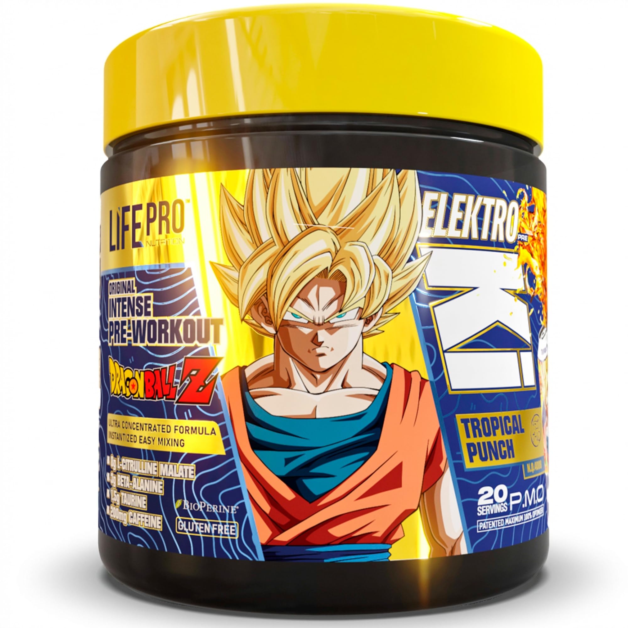 Life Pro Elektro Ki Dragon Ball Z Limited Edition 400g - Potente Preentreno Inspirado en Dragon Ball Z, Aumenta tu Rendimiento y Supera tus Limites como un Guerrero Legendario (400g, TROPICAL PUNCH)