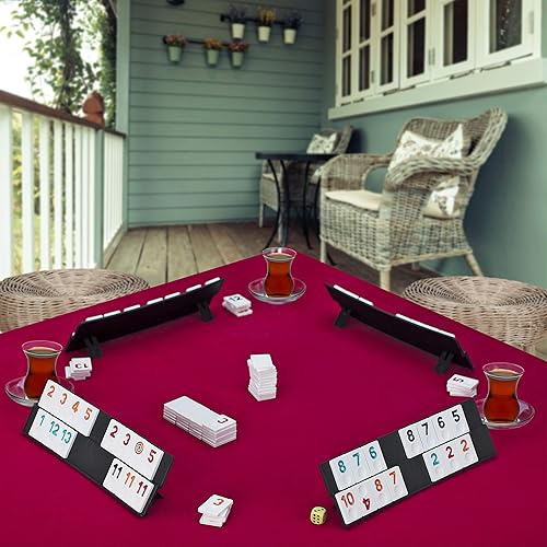 LaModaHome Star Plastic Curved Black RummyOkey101 Juego de juego con sacos de azulejos y dados, para adultos, perfecto para noches de juego, juego