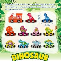 Vista 2 de NASHRIO Juguetes de dinosaurio para niños de más de 36 meses, juego de tren magnético de madera de dinosaurio, divertidos regalos educativos