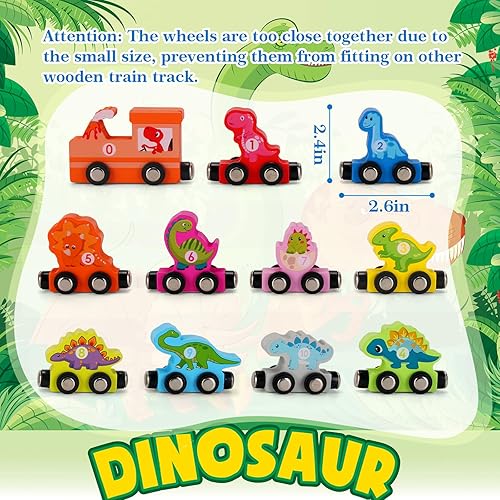 Miniatura 2 de NASHRIO Juguetes de dinosaurio para niños de más de 36 meses, juego de tren magnético de madera de dinosaurio, divertidos regalos educativos