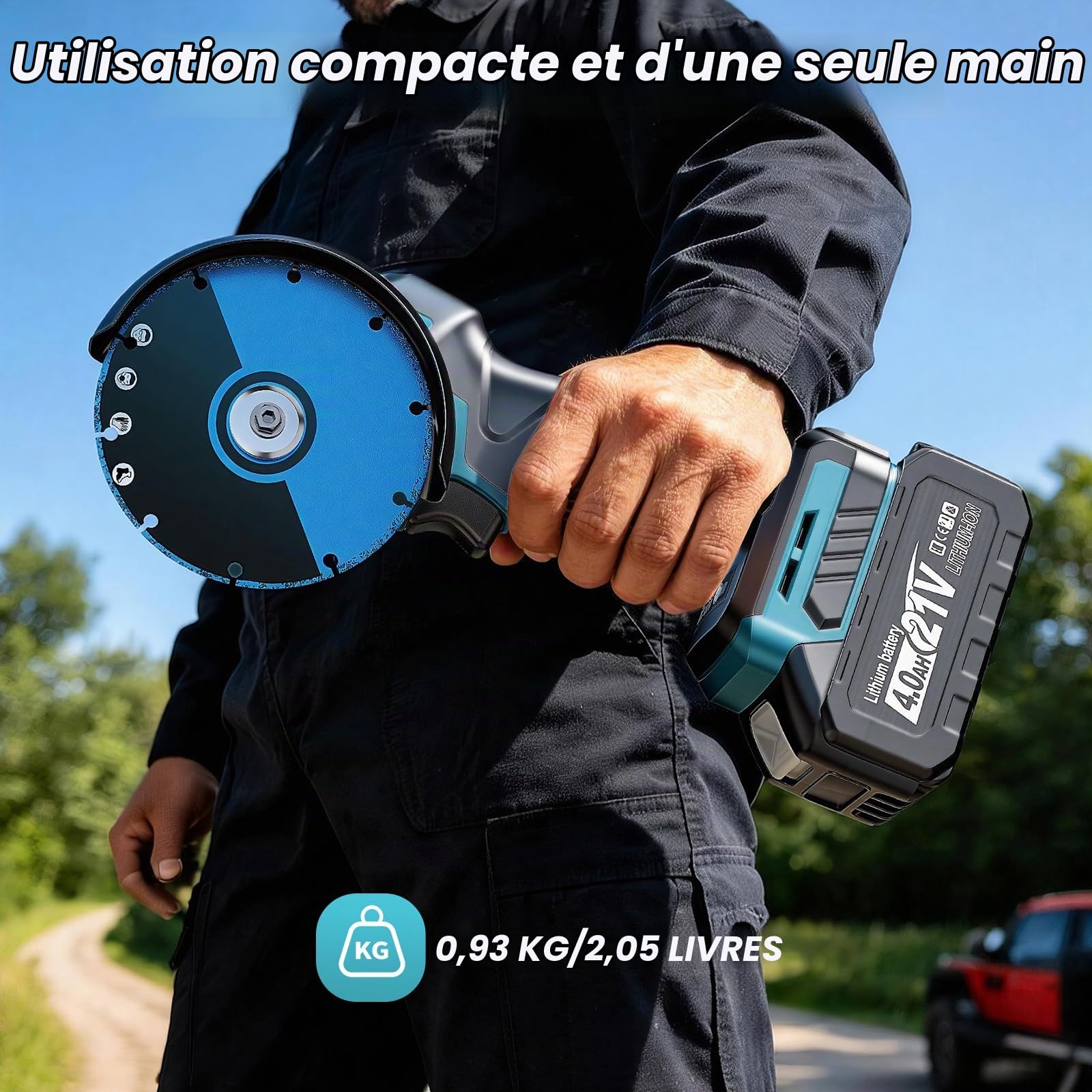 Yofuly Mini Meuleuse d'angle sans fil 100mm avec 2 Batteries de 4.0Ah