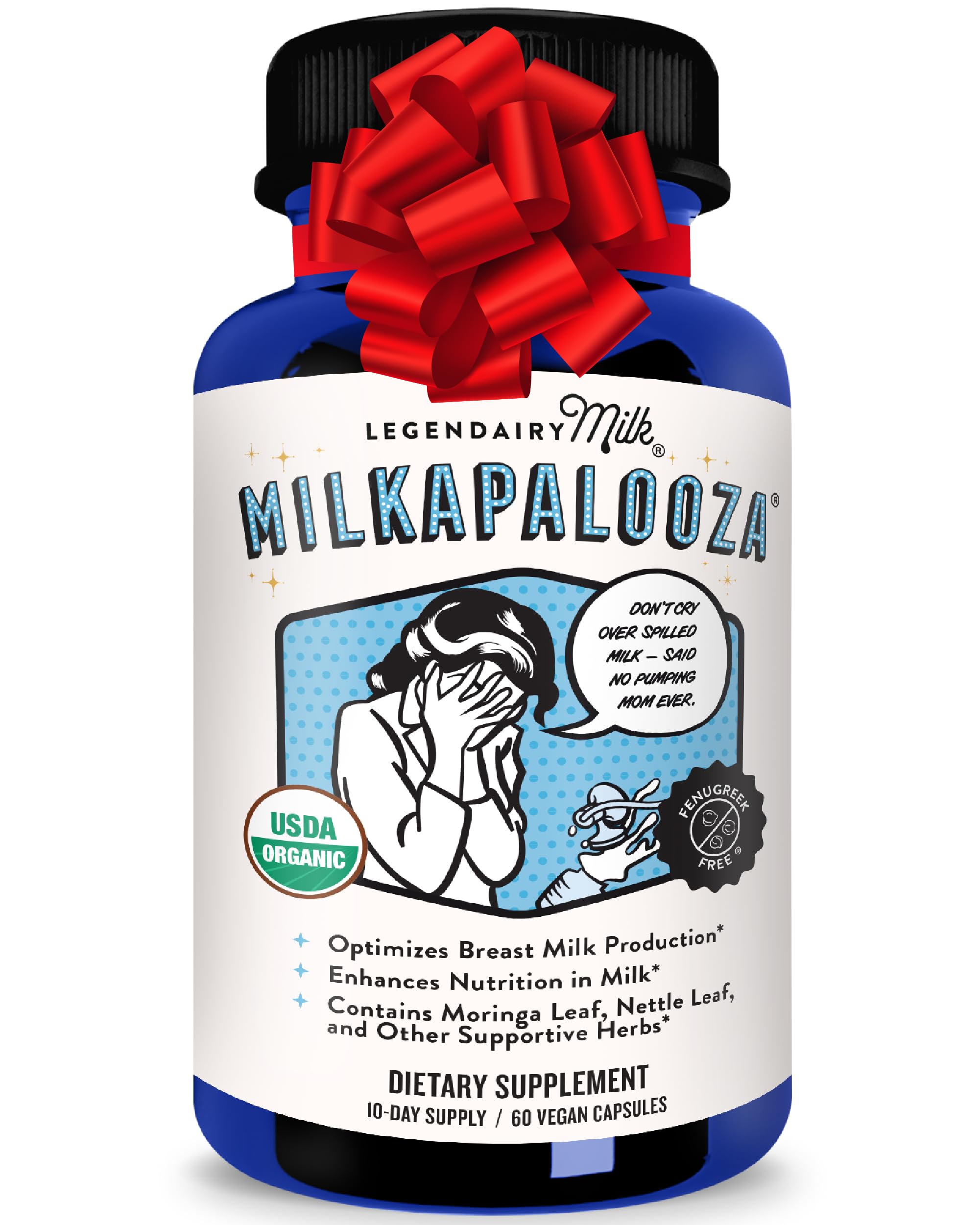 Legendairy Milk Milkapalooza Lactation Supplement for Breastfeeding Moms, Increase Breast Milk Supply with Organic Moringa, Fennel, Nettle, & Shatavari, Vegan Postpartum Essentials Fenugreek-Free 60ct
