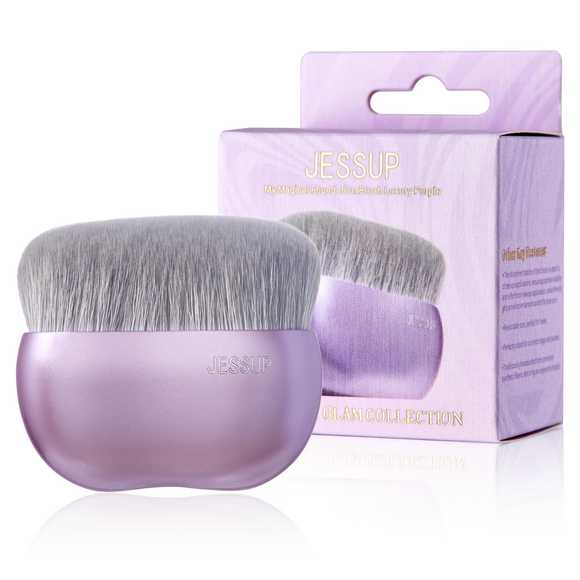 Jessup Foundation Brush for Liquid Makeup Large Flat Top Kabuki Brush for Blending Buffing, Stippling, Luxury Purple SF003