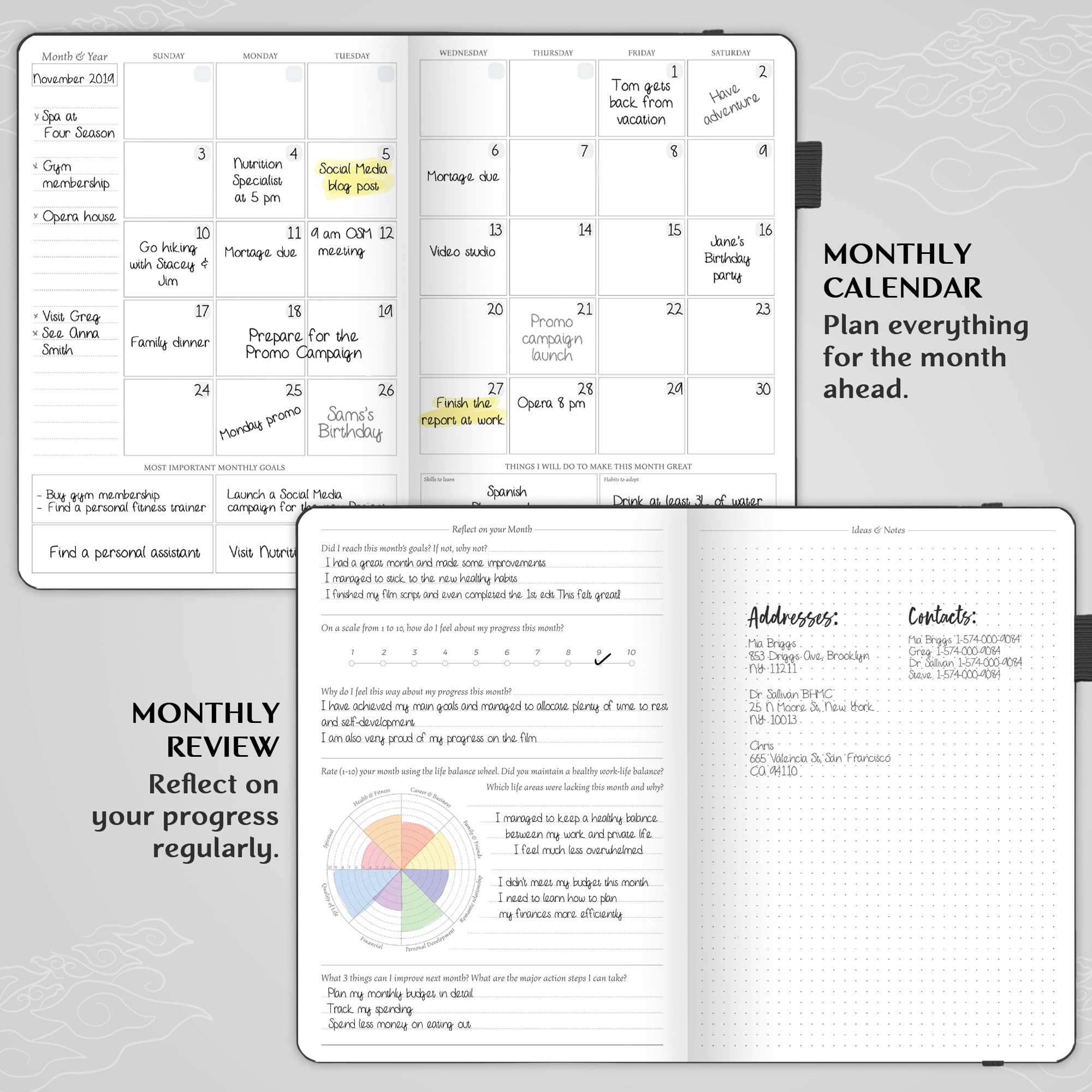 Legend Planner PRO - Agenda semanal y mensual de lujo para aumentar la productividad y alcanzar tus objetivos. Cuaderno organizador de gestión del tiempo, sin fecha, 18 x 25,5 cm, tapa dura +