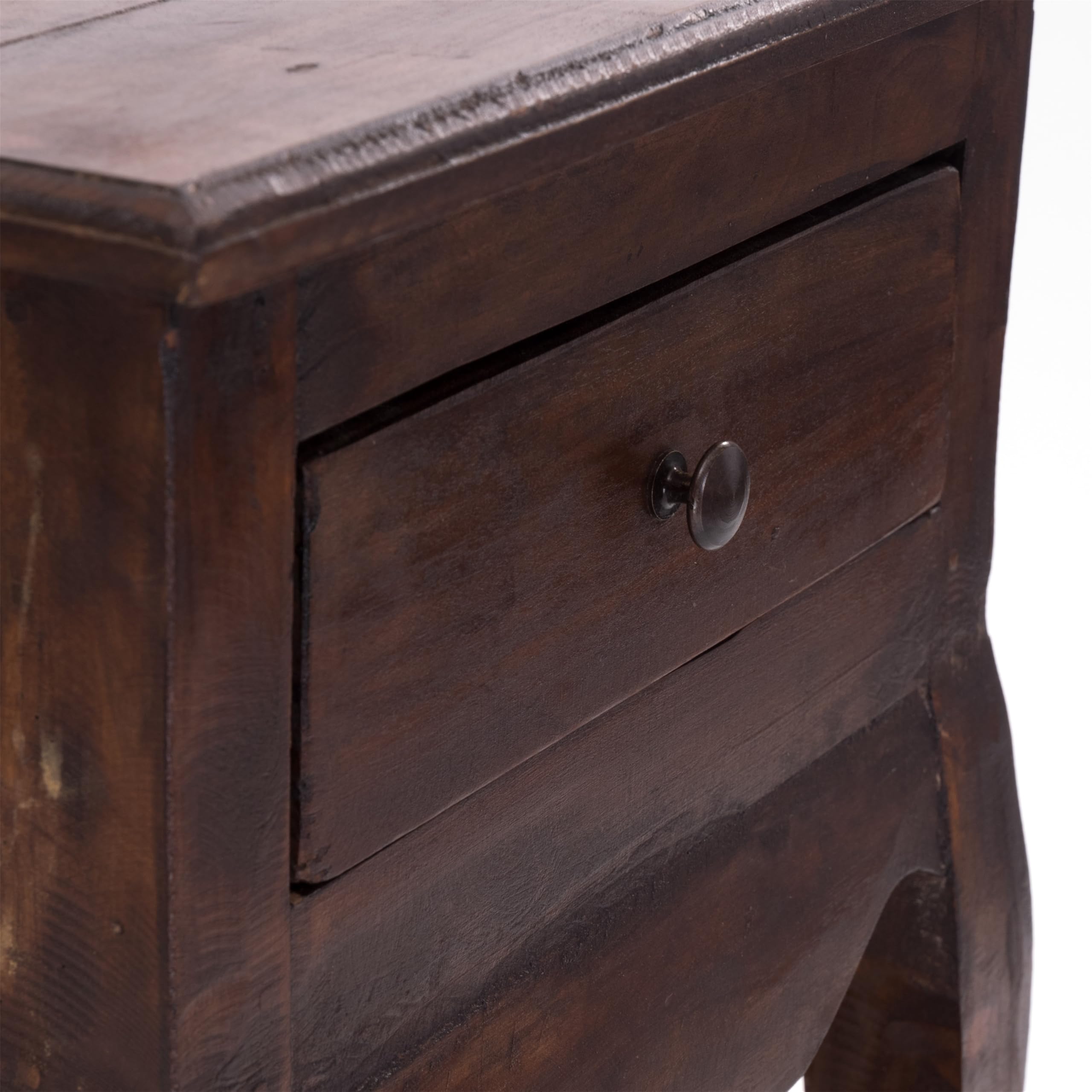 DESIGN DELIGHTS Vintage TELEFONTISCH Napoleon | 64x45x34cm (HxBxT), Altholz | Beistelltisch mit Schublade | Farbe: 02 Hellbraun