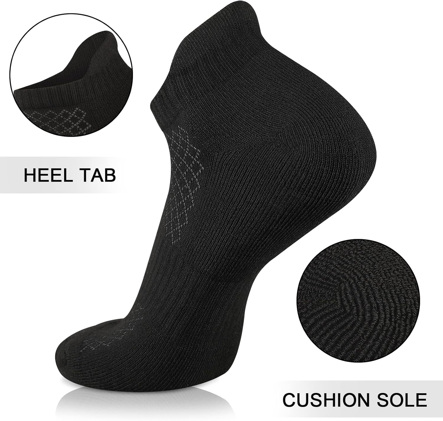 COOPLUS Mens Cotton Socks Ankle Athletic Cushion Running Socks for Men Moisture Wicking Breathable 6 Pairs - Image 3