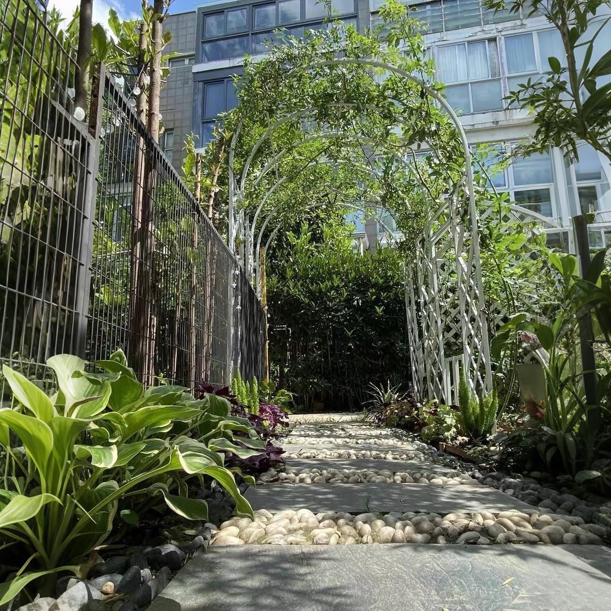 Arco da giardino in metallo graticcio per rose cerimonia nuziale e decorazione per feste robusto all'aperto Rankgitter dimensioni L 260 370 cm elegante bianco rosa pergolato per eventi
