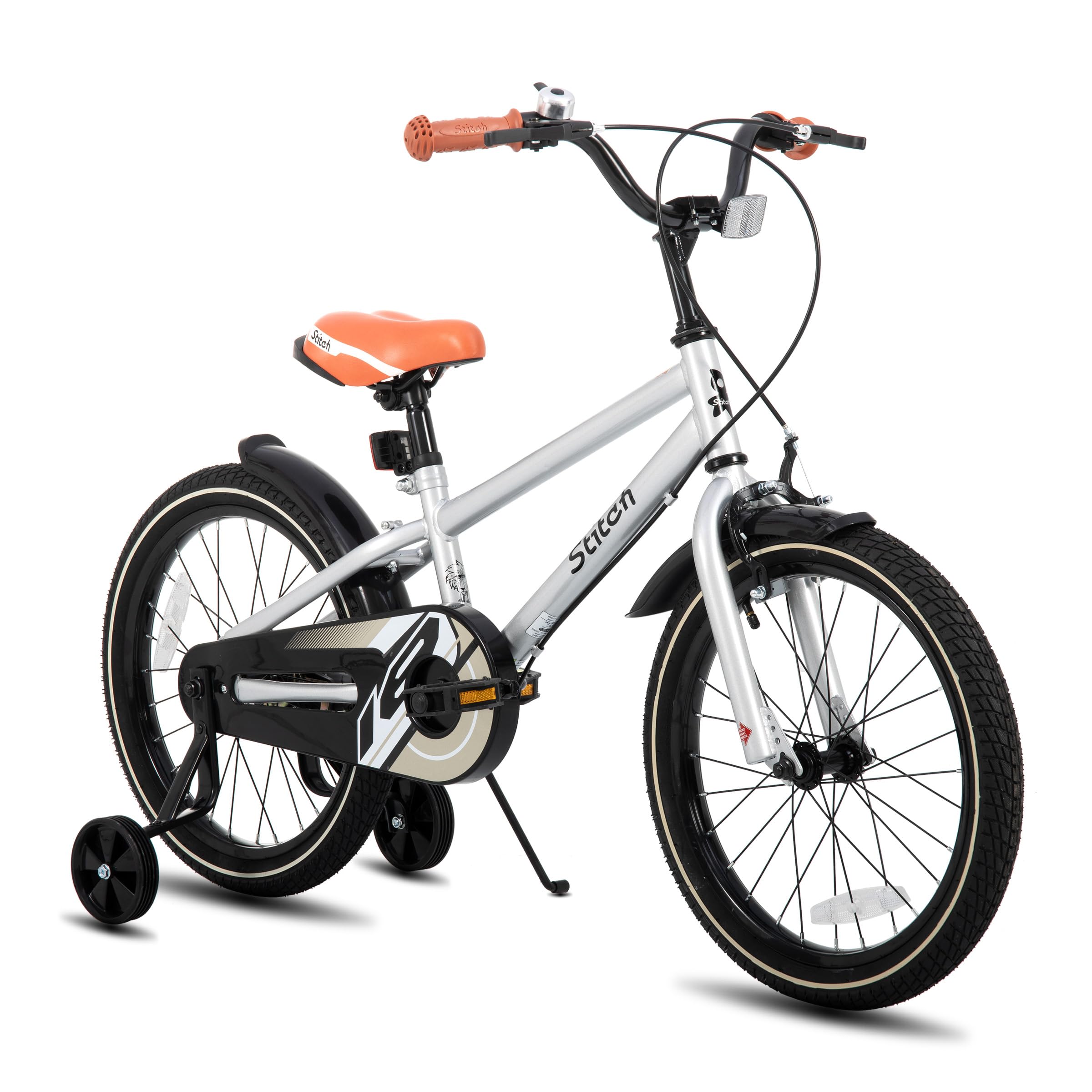 STITCH Bicicleta infantil vintage de 20 pulgadas para niños y niñas de 9 a 11 años, bicicleta infantil de 20 pulgadas con estabilizador y soporte, color plateado STITCH Bicicleta infantil vintage de