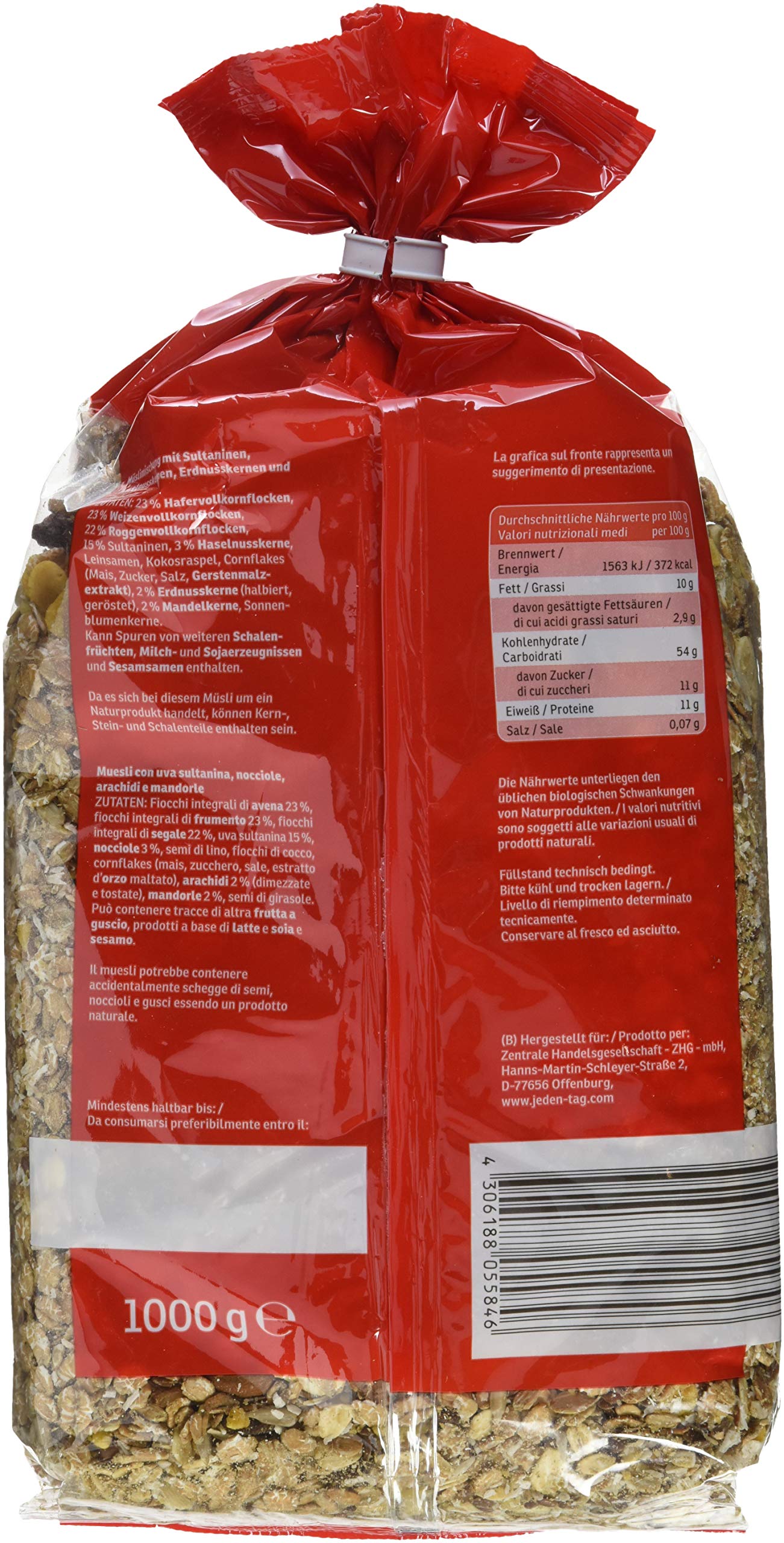 Jeden Tag Trauben-Nuss-Müsli, 10 -er Pack (10x 1 kg)