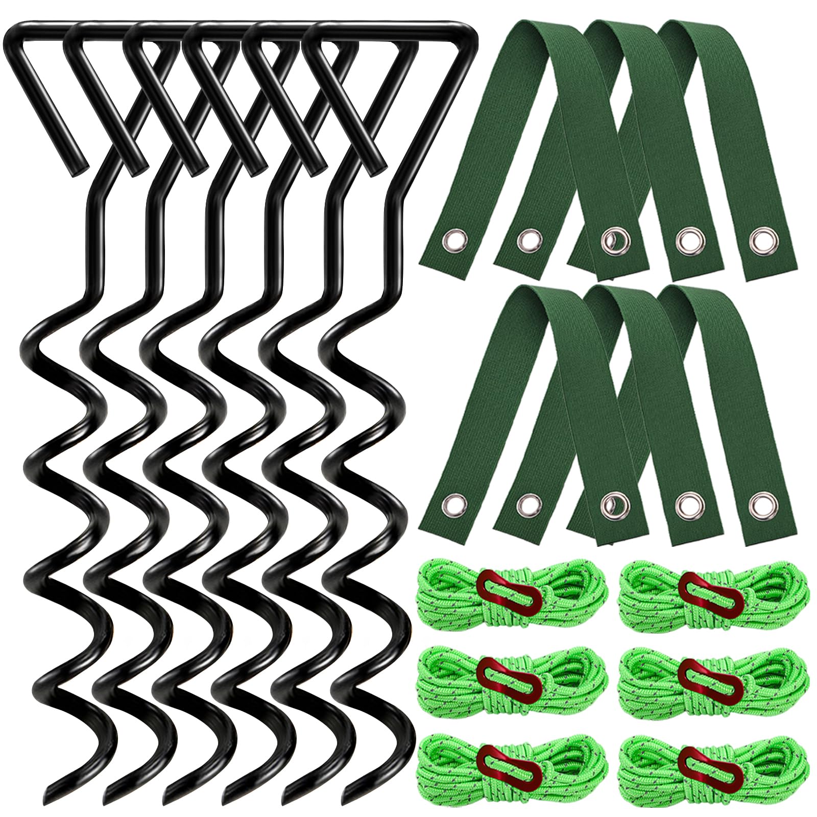 ZOOFOX 6 Pack Tree Stake Kit, Tree Straightening Kit for Leaning Tree, Spiral Trampoline Anchors High Wind Heavy Duty for Camping Tents, Car Ports, Swing Sets, Canopies, Sheds, 15.8 inches