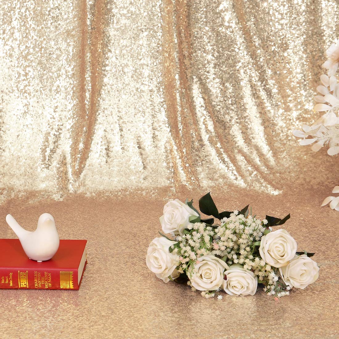 Eternal Beauty 182x214cm Light Gold Shinny Sequin Photography Backdrop Party Prom Wedding Youtobe Banquet Photo Background (6x7 feet) - Image 3
