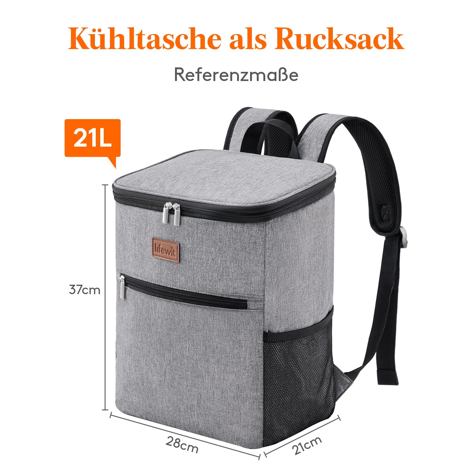 Lifewit 21L 30 Dosen Kühl Rucksack Kühlrucksack Kühltasche Picknicktasche Groß Isoliert Cooler Bag Männer Frauen für Strand, Picknick, Camping, BBQ, Wandern